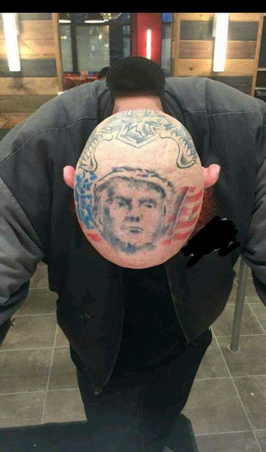 The FSB has declassified a photo of Trump, without a wig. - FSB, Donald Trump, Wig, Tattoo, Moron