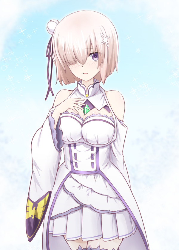 Shielder - Anime, Anime art, Crossover, Fate grand order, Re: Zero Kara, Shielder, Emilia, Mashu Kyrielight