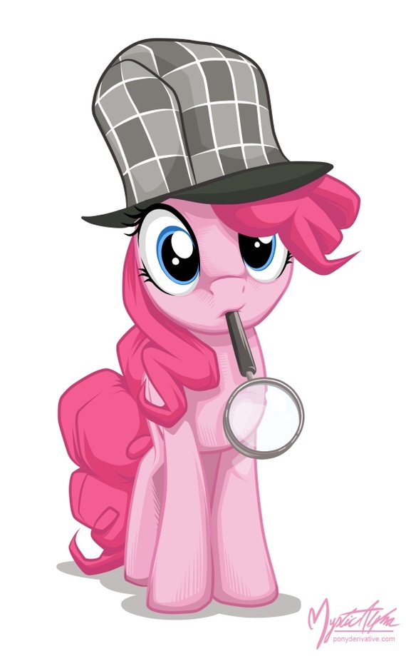 Pinkie Pie Puzzled - My Little Pony, PonyArt, Pinkie Pie, Шерлок Холмс, Mysticalpha