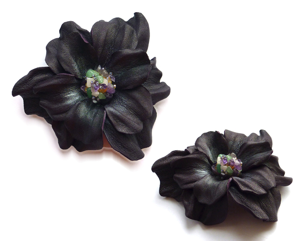 Leather flowers - my ancient works - My, Leather, Flowers, Bijouterie, Handmade, Longpost