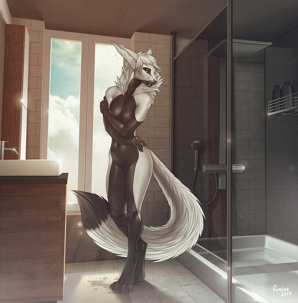 Time to take a shower - NSFW, Furry, Art, Shower, Furotica, Punisa, 