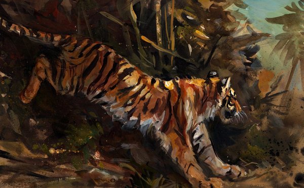Art by kenket. Tigers. [deviant art] - Art, Deviantart, Tiger, cat, Animals, Longpost, A selection, Kenket