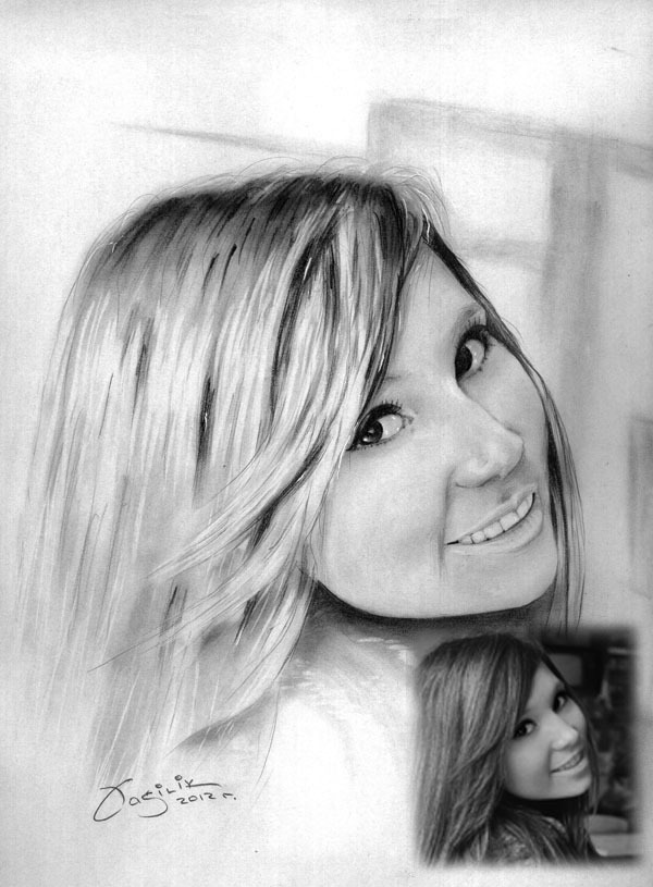 Portrait by photo - My, Portrait, Girls, Pencil, Graphics, , Portraitist, Drawing