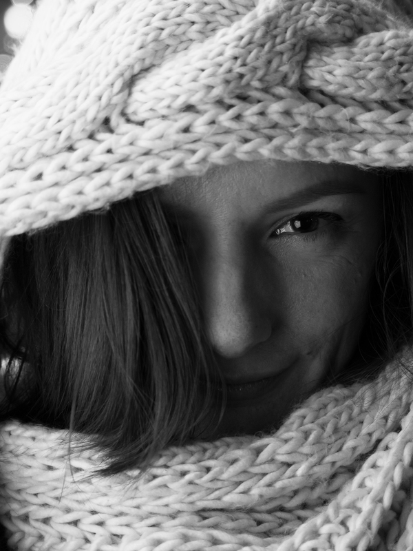 portrait of wife - My, Portrait, Wife, Black and white, The photo, Winter, Sight, Photo, Girls