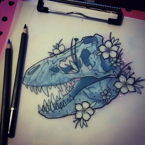 Mom, I want a dinosaur! - Tattoo, Longpost, Dinosaurs, Skeleton, Sketch, Sketch, Llt