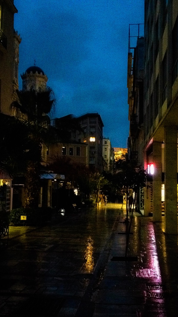 Athens.Evening.Rain.January. - My, My, Photo, Night, Rain, , Greece, Acropolis, Athens, Longpost