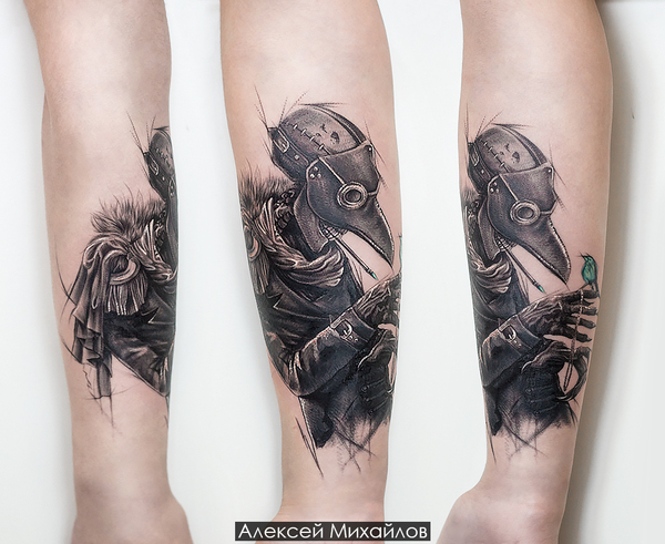 Plague doctor or plague doctor - black and white tattoo - My, Tattoo, Tattoo artist, Plague Doctor, , Art, , Sketch, Tattoo sketch