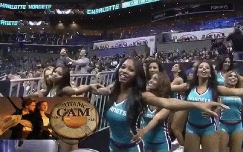 Талисман Хорнетс и судья Баскетбол, NBA, Болельщики, Маскот, Талисман, Титаник, Гифка