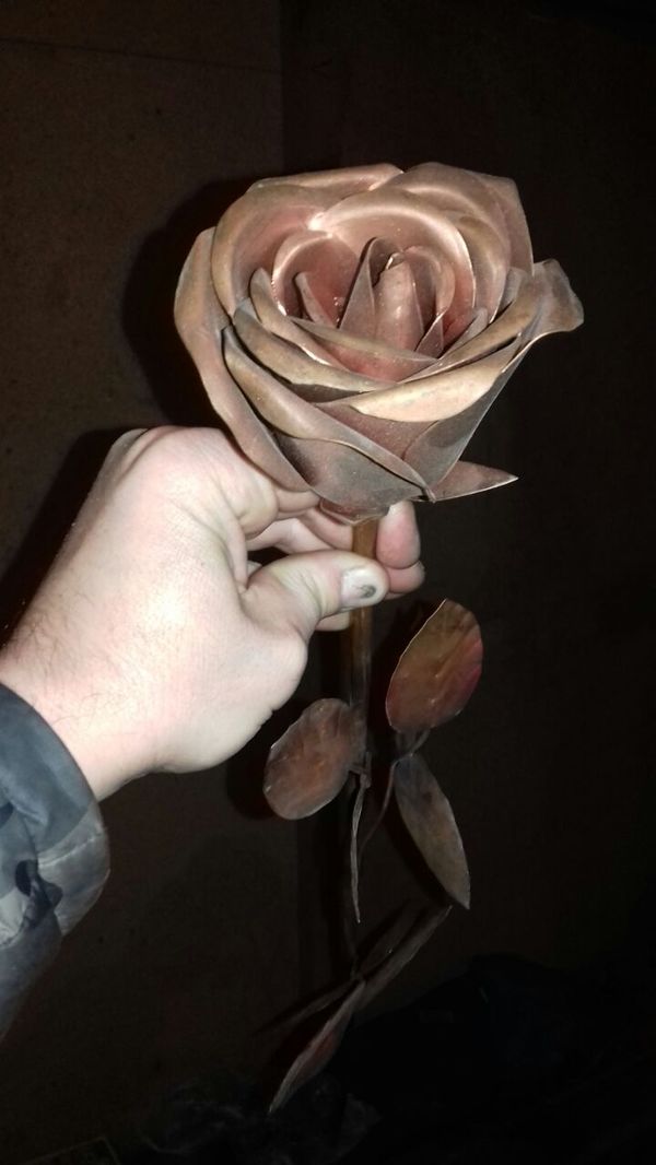 Copper rose - My, Metal products, With your own hands