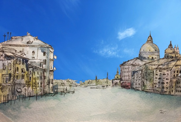Watercolor City - My, Watercolor, Art, Venice, Collage