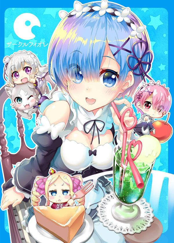 Re: Zero. Chibiki. Anime Art. - Re:Zero Kara, Emilia, Ram, Rem, Beatrice, Аниме, Ранобэ, Anime Art, Длиннопост, Ram (Re:Zero Kara), Rem (Re:Zero Kara)