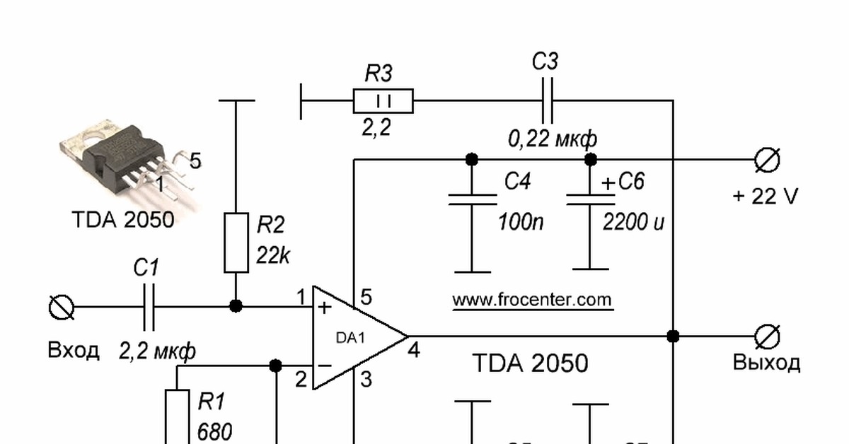 Hi-Fi усилитель звуковой мощности TDA2050