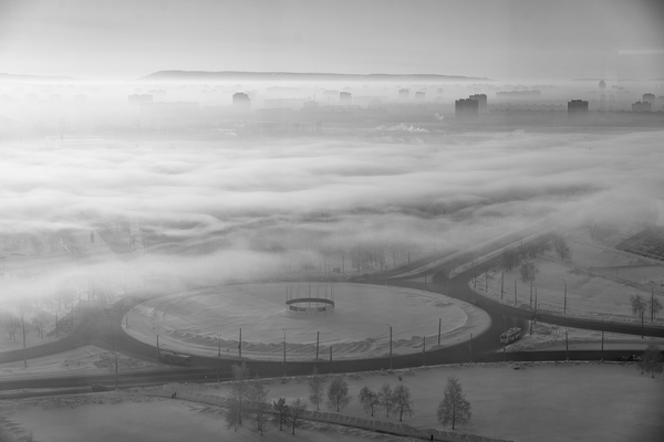 Morning fog - My, Tolyatti, Fog, Morning, freezing, My, Photo