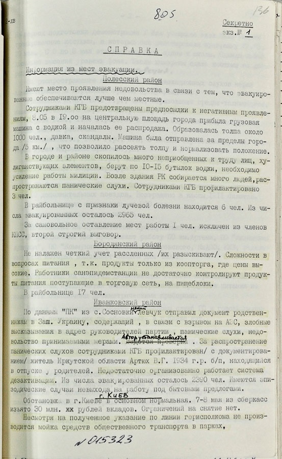 Certificate of information from the places of evacuation 05/08/1986 - Chernobyl, Chernobyl, Catastrophe, The KGB, Pripyat, Longpost