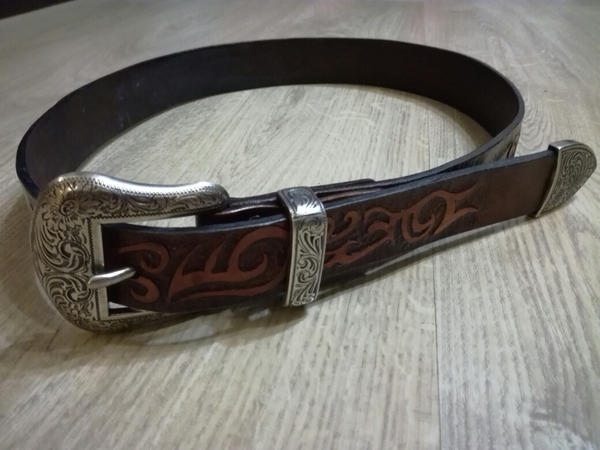 Embossed belt. - My, Embossing, Embossing on leather, Belt, Strap and leather, Handmade, Presents, Leather products, The Dragon, Longpost