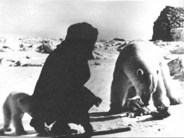 Friendship of a man and a polar bear in the pictures of the 1980s - friendship, The photo, Frame, Predator, Polar bear, Longpost