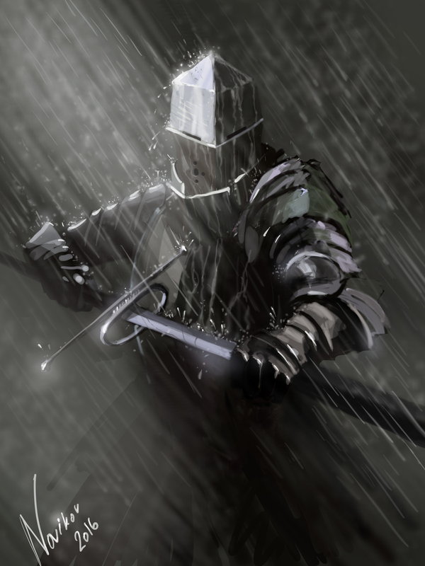 Rain - My, Photoshop, Art, Drawing, Knight, Rain, Middle Ages, Fantasy, Knights