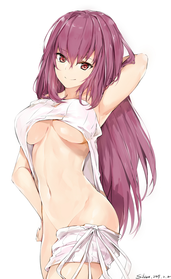 Stingrays - NSFW, Art, Anime art, Type-Moon, Fate grand order, Scathach, Virgin killer sweater, Silver artist