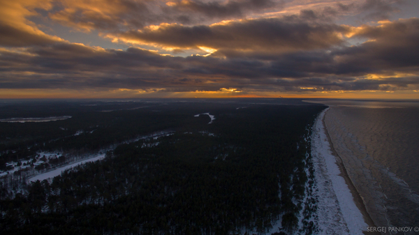 Зимний, морской закат - Моё, DJI Phantom, Квадрокоптер, Закат, Море, Небо, Фотография, Spi88, Sergej pankov