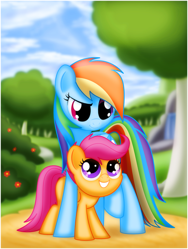 My Sister My Little Pony, Ponyart, Rainbow Dash, Scootaloo