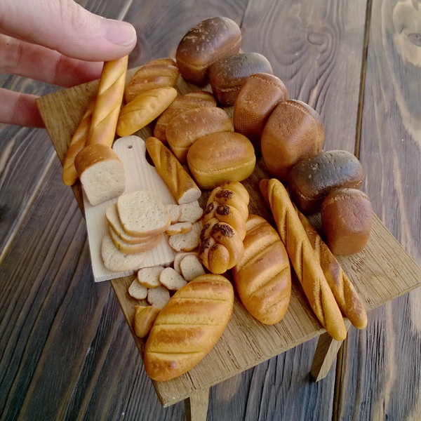 Two in one: bread and spectacle :) - My, Polymer clay, Miniature, Bread