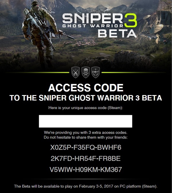 Sniper Ghost Warrior 3 Beta Key - My, Sniper Ghost Warrior, Steam, Steam keys