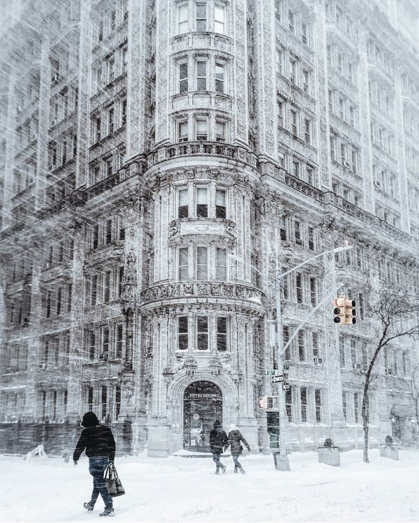 Snowstorm in New York - Blizzard, New York, New York, The street, Snow, Architecture