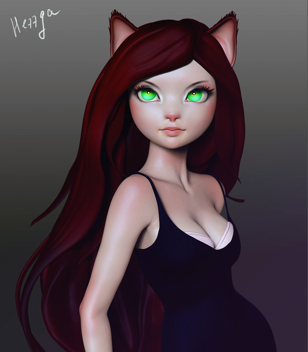 kitty ^^ - 3D graphics, cat, Girls, , Longpost