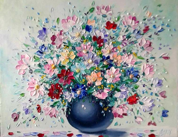 Oil painting on canvas. my palette knife painting)) - My, Oil painting, Palette knife, Painting, Impasto, Three-dimensional picture, 