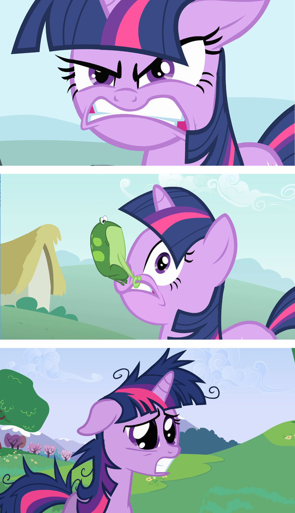 Come up with a text for the picture 8 - Frogs, Twilight sparkle, My little pony, 