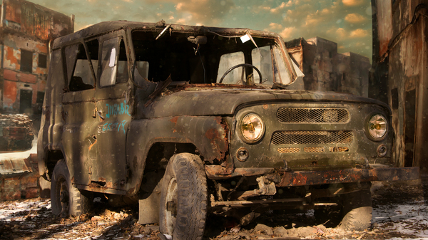 Post-apocalyptic UAZ - My, UAZ, Collage, The photo, Post apocalypse, Photoshop, Canon 60d