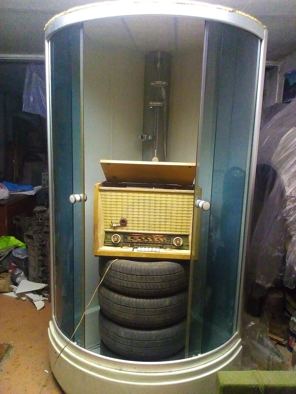 Know-how - My, Shower cabin, Music, Song, Plate, Record player, Garage, Dreamer, Longpost