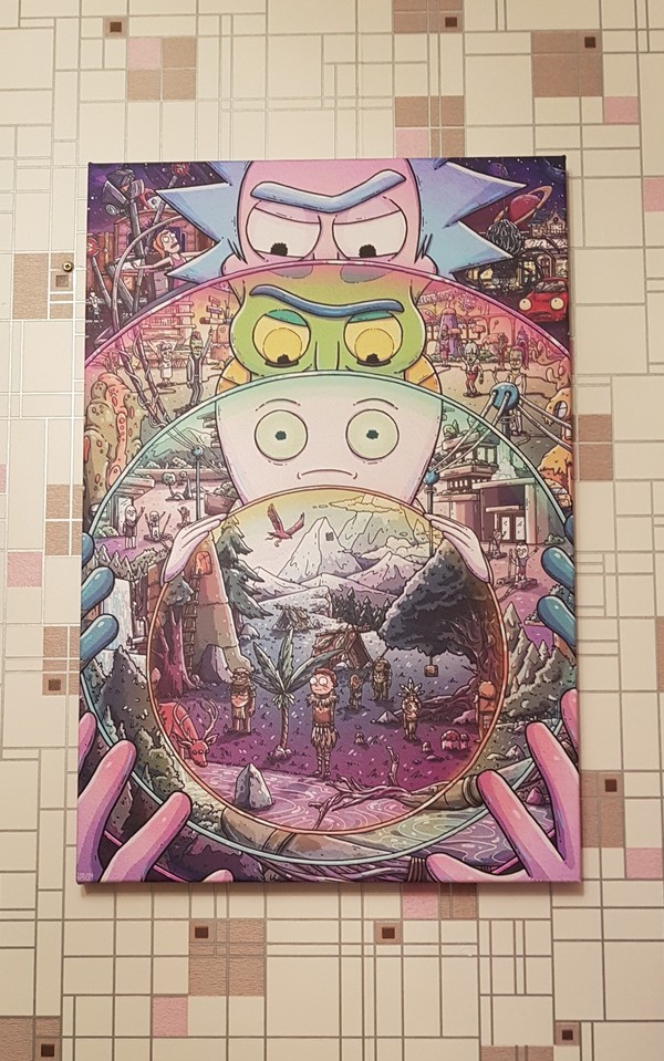 Gift from friends :) - My, Rick and Morty, Painting, Canvas, Presents