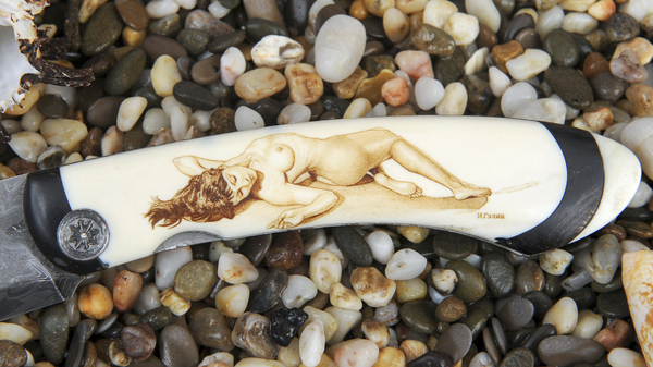 Knives from the series Knives for beach hunting. Scrimshaw - NSFW, Screamer, Knife, Erotic, Art, Weapon, Scrimshaw, Video, Longpost