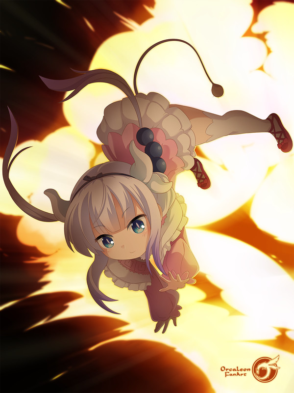 Kanna Kamui Explosion - Anime, Anime art, Kobayashi-san chi no maidragon, Kanna kamui, Monster girl, 