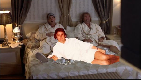 Bath president. Young Trump in a bathrobe got into a photoshop battle. - Donald Trump, The president, USA, , Humor, Longpost, GIF, Robe