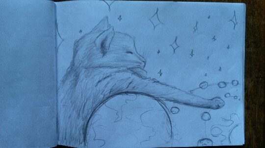 ~~~Strange cats. Double 2~~~ - My, Art, Sketch, cat, Space, Sketch, Sketch, Longpost