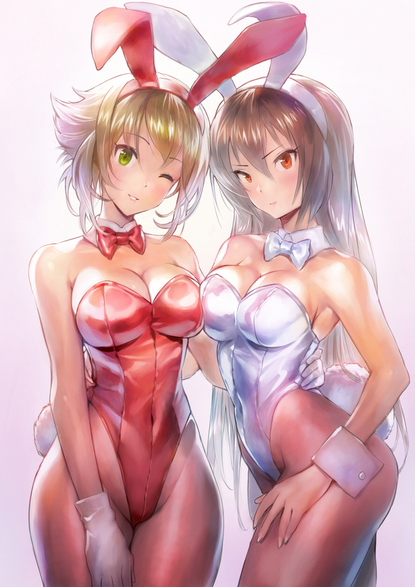 Nagato and Mutsu <3 - NSFW, Аниме, Anime Art, Kantai Collection, Nagato, Mutsu, Этти, Bunnysuit