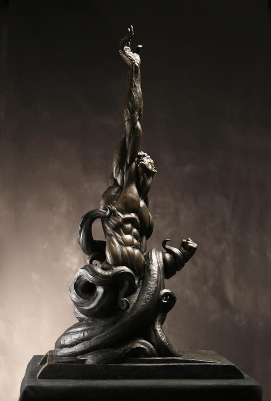 Fight - Sculpture, Bronze, Longpost