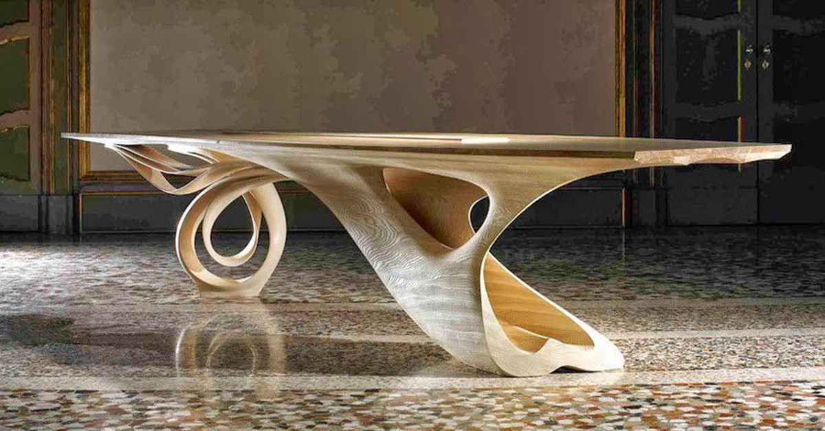 Мир гнутого. Стол Джозефа Уолша. Мебель Джозефа Уолша. Необычная дизайнерская мебель. Стол необычной формы.