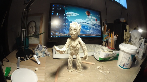 Малыш Грут из полимерной глины за 1 день - Моё, Baby groot, Imgroot, Marvel, Грут, Стражи Галактики, Стражи Галактики 2, Видео, Длиннопост