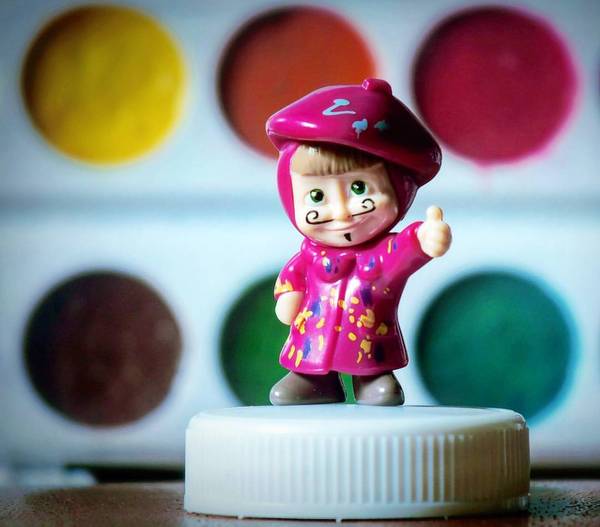 Wave from Kinder to your feed - My, Masha and the Bear, Kinder Surprise, Toys, Paints, Macro, Macro photography