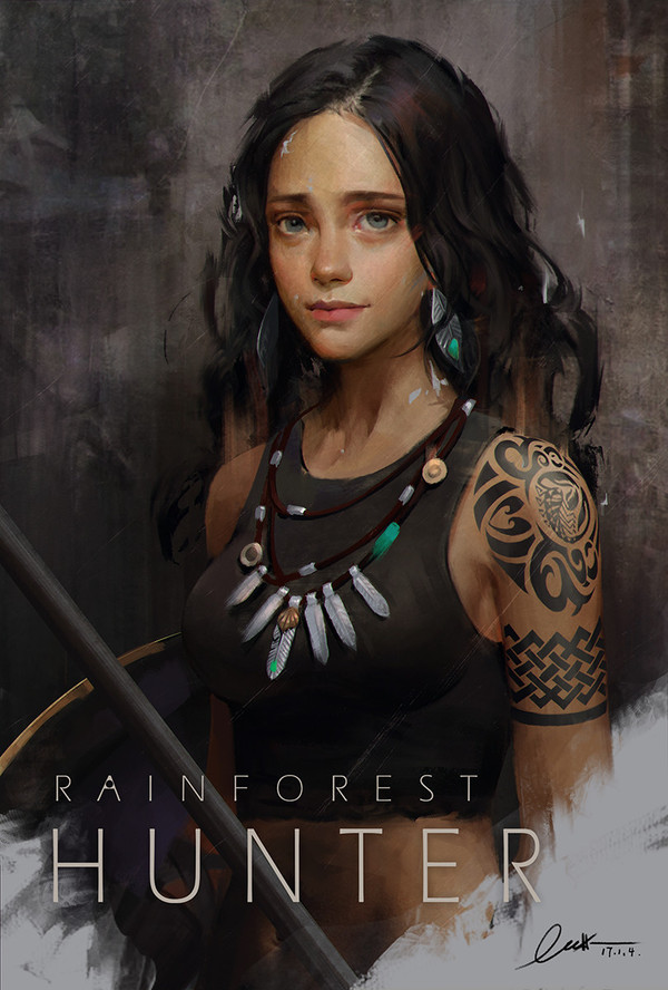 Rainforest Hunter - Арт, Kable Lin, Девушки, Охотник