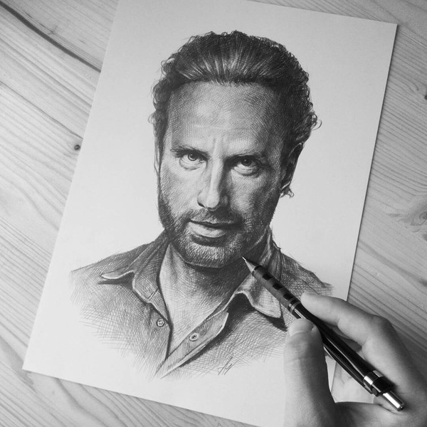 Rick Grimes - My, , Drawing, Portrait, the walking Dead, Pencil, Rick Grimes