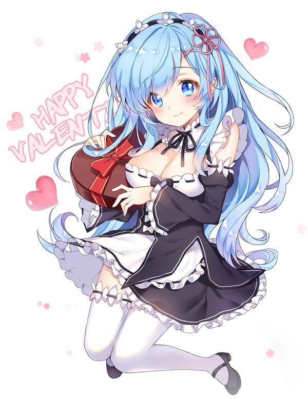 Happy Valentine's Day. Anime Art. - Anime, Light novel, Re: Zero Kara, Anime art, Rem, The 14th of February, Valentine's Day, Art, Rem (Re: Zero Kara)