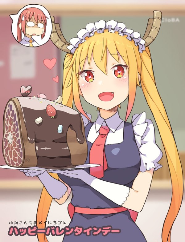 Anime Art #11 (Valentine's Day) - Anime, Anime art, Tooru, Kobayashi-san chi no maidragon, Valentine's Day