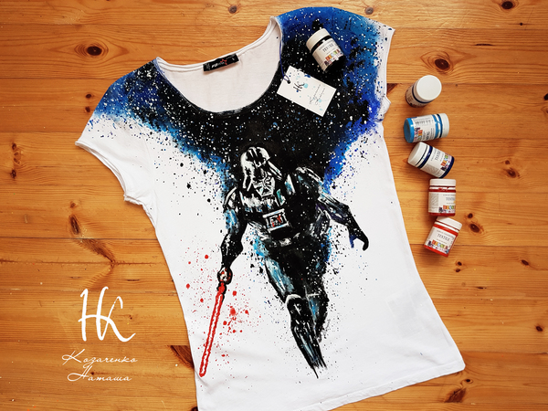 Darth Vader hand-painted T-shirt - My, Art, Drawing, Darth vader, Darth vader, Star Wars, T-shirt, Painting on fabric