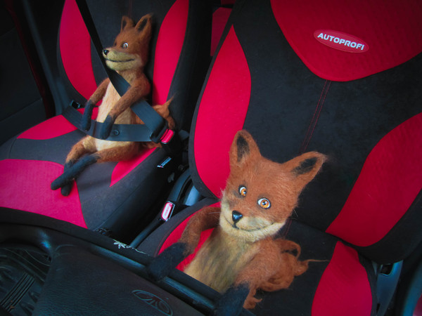 Fasten your seat belts, let's go! - My, Stoned fox, Handmade, Wool toy, Car