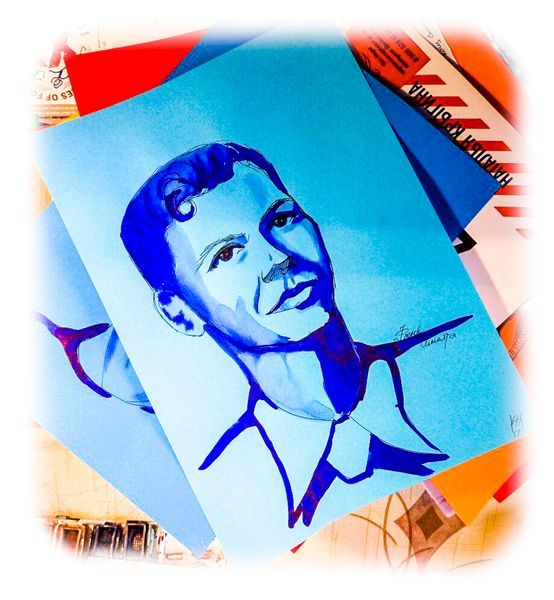 Frank Sinatra ink drawing - My, Painting, , Art, Drawing, Mascara