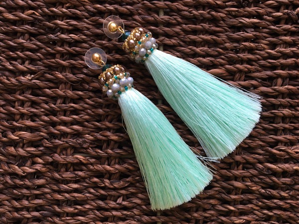 New tassel earrings in very gentle colors! - My, Mint, Earrings, Decoration, With your own hands, Handmade, Beads, , New